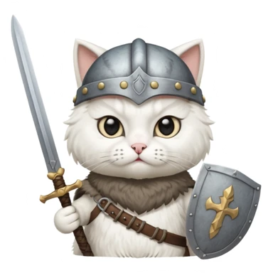 white cat with viking helmet and sword sticker