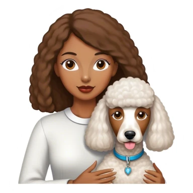 A brown-skinned woman with white standard poodle and straight hair sticker