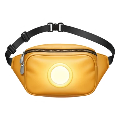 Opened bum bag, showing a bright glowing light sticker