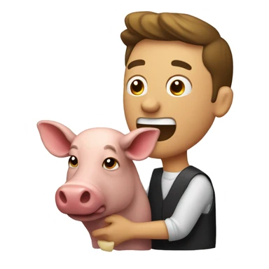 hombre soplando una chuleta de cerdo  sticker