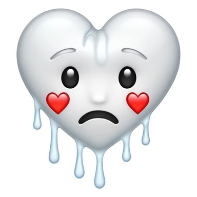 The broken heart emoji in white with sticky white liquid Ozzing out of it sticker