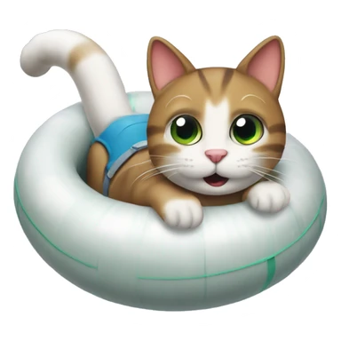 cat going tubing sticker