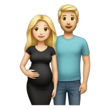Family;blonde-haired-pregnant-mother, blonde-haired-baby, black-haired-dad sticker