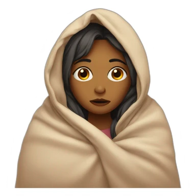 sad woman in a blanket sticker