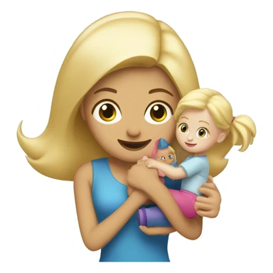blonde women playing with blonde child with toys sticker