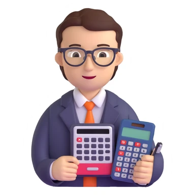 accountant with glasses and calculator sticker