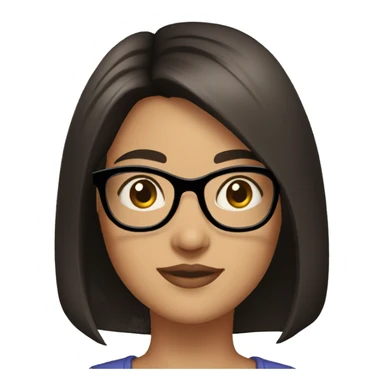 girl 25 years old Bob cut dark hair brown eyes round glasses sticker