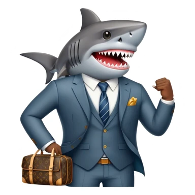 "Shark in Business" - a shark wearing a stylish Louis Vuitton suit looks like a successful entrepreneur. sticker