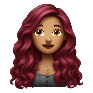 Beautiful tattooed  burgundy long haired woman blushing in love sticker