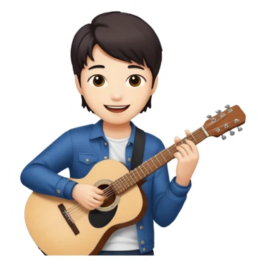 a kpop idol plying a guitar sticker
