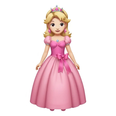 Princess peach full body with a pink ribbon tied to her hair sticker