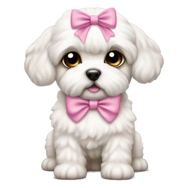 Schichon puppy pink bow sticker