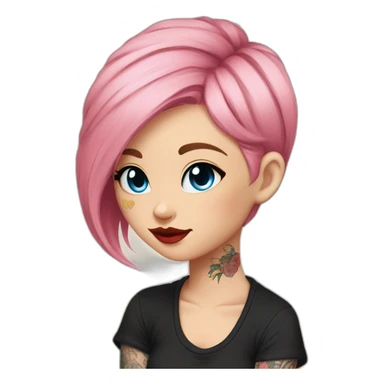 young-women-pink-hair-blue-eyes-red-lips-with-tattoo-black-t-shirt-ear cat sticker