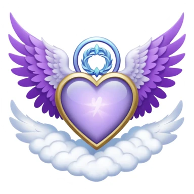 A Purple Heart surrounded by sacred clouds and wind and seraphim wings sticker