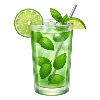 A mojito filled with mint leaves, lime wedges, and sparkling bubbles.
 sticker