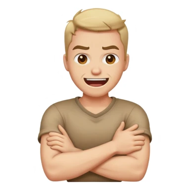 person with arms crossed around their neck angry laughing sticker