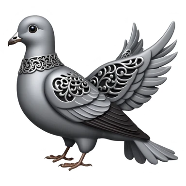 Black and silver filigree dove, 3D, extremely detailed design sticker