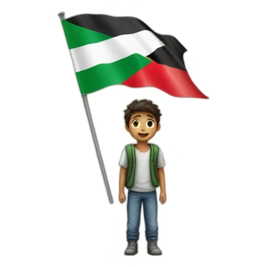 Palestine flag with a boy sticker