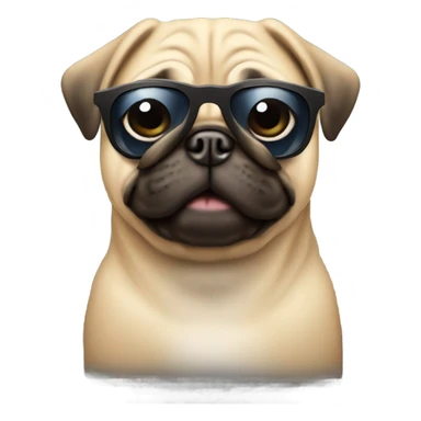 Tan pug wearing sunglasses sticker