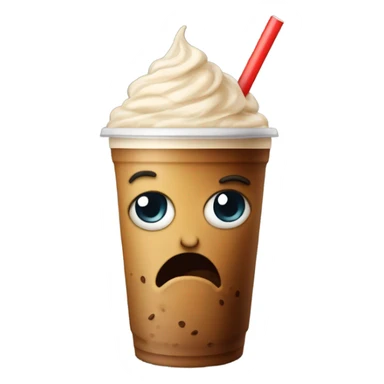 an angry cup of iced coffee. big eyes. fuming mad through the straw sticker