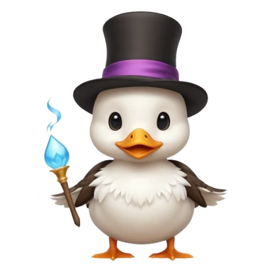 white baby duck with magician hat
 sticker