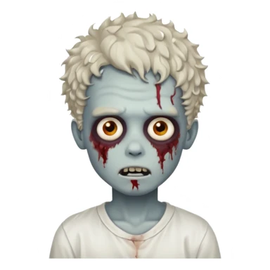 Zombie boy with medium messy curly hair with white shirt  sticker