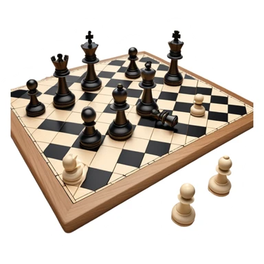 A chessboard with a few strategically placed pieces, including a king, queen, and pawns. The scene highlights the classic black and white squares of the board, emphasizing strategy and thoughtfulness in the game of chess. sticker