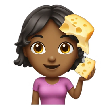 Sexy girl eating cheese sticker