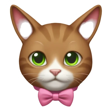 brown cat in a bunny HOOD with pink bow tie and green eyes sticker