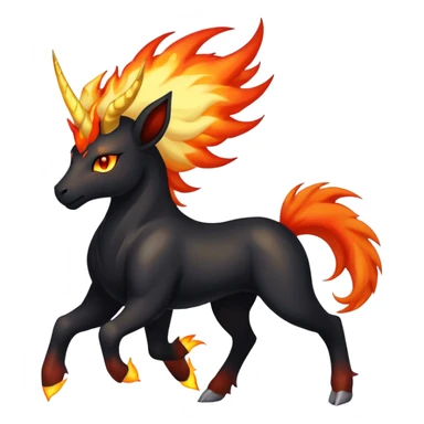 Shiny Exotic Gothic Rapidash-Houndoom-Pokémon-Fakémon-hybrid-creature sticker