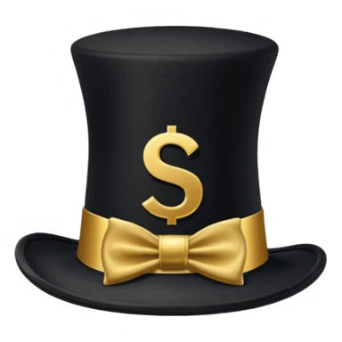 top hat with "$" print sticker