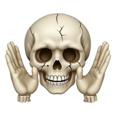 A skull that's crying with hands in the air sticker