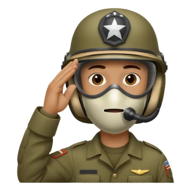 Soldier saluting with helmet + mouth mask sticker