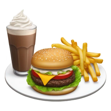 In and out cheese burger, French fries, and a chocolate shake sticker