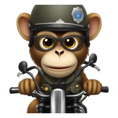 Monkey with aviator on Royal Enfield in police uniform  sticker