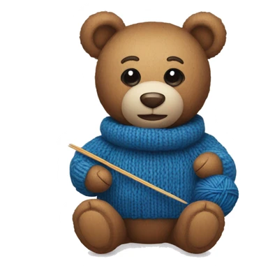 a teddy bear with knitting in progress next to it sticker