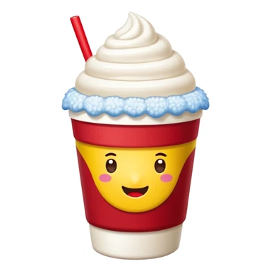 LINE emoji style transparent MEGA COFFEE cup with shaved ice, red beans, milk drizzle, ‘MEGA’ in yellow bold letters, no facial features, minimal and tidy sticker