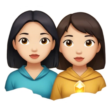 two asian girls in a cave sticker