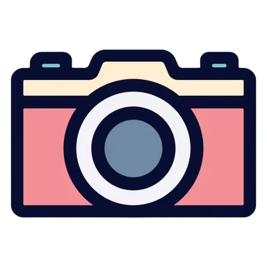 flat abstract camera with eye in lens, simple logo design sticker