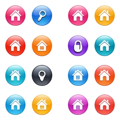 website icon set with home button sticker