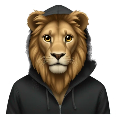 Lion wearing a black hoodie sticker