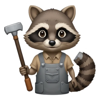 blacksmith racoon holding hammer sticker