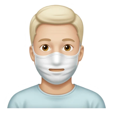 men's face with white facial mask sticker