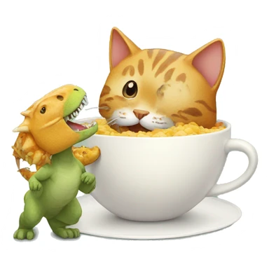 Cat eating dinosaur for breakfast  sticker