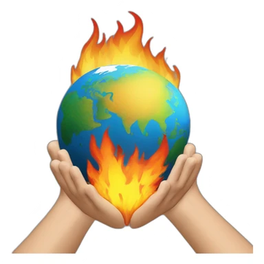 globe on fire grabbed by 2 hands sticker