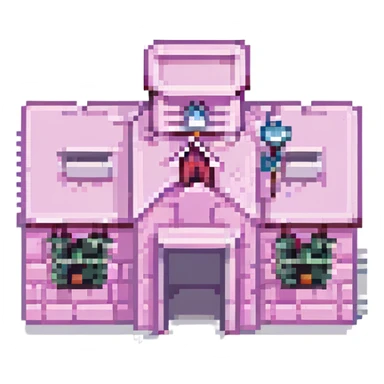 pink school building sticker