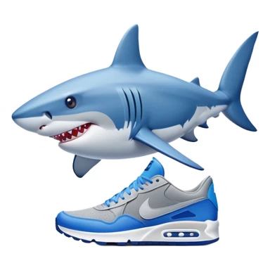 A shark with blue Nike shoes sticker