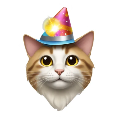 cat wearing a birthday hat at a star wars birthday party sticker