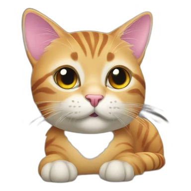 Cute colorful cat with little tongue out and gamer expression plating video games sticker