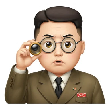 Kim Jong Un from North Korea looking through a monocle with angry expression sticker